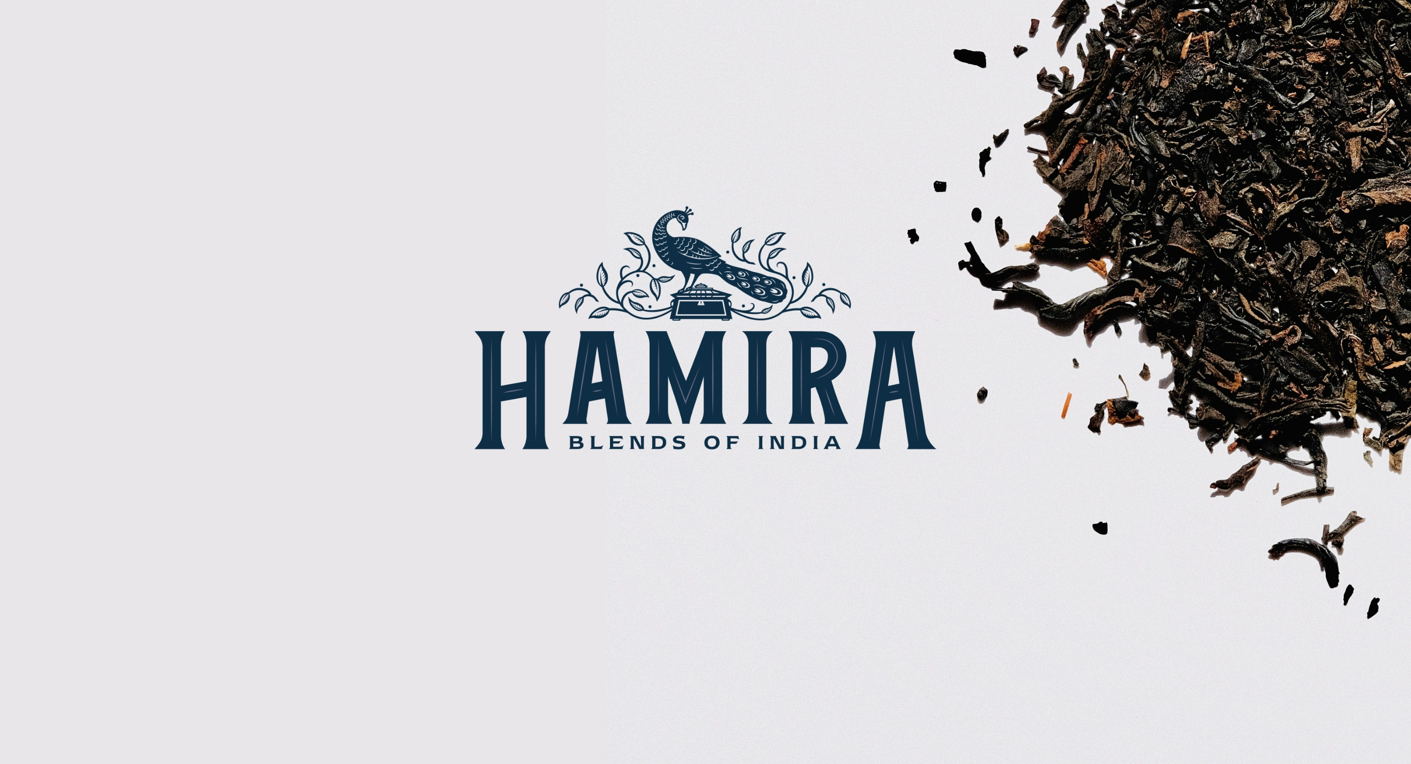 Hamira indian tearoom logo design with peacock by Root Studio