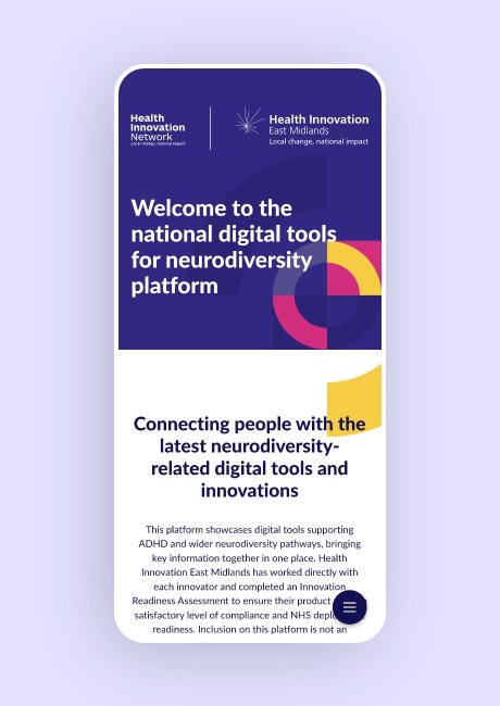 Health Innovation East Midlands neurodiversity website design