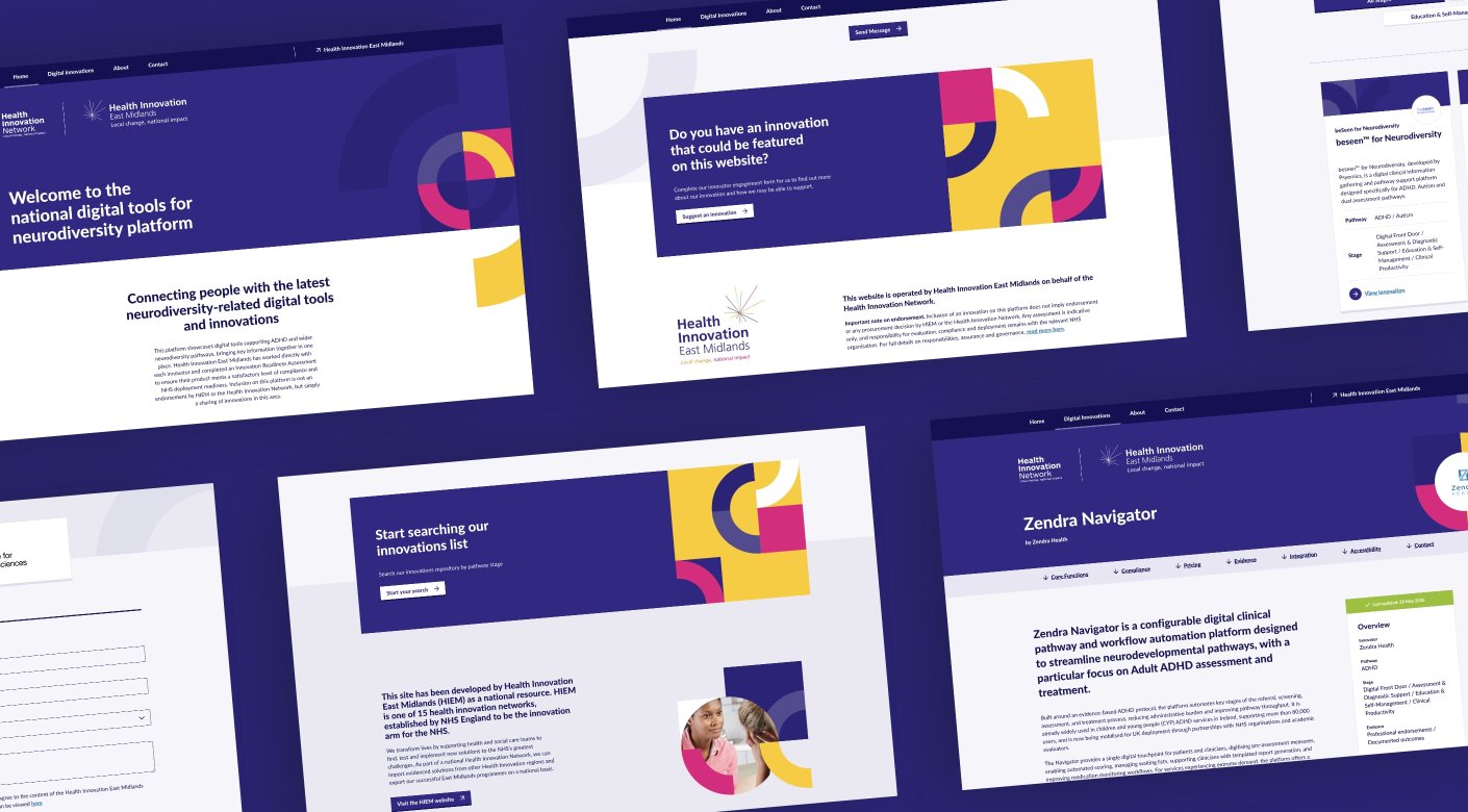 Health Innovation East Midlands neurodiversity website design