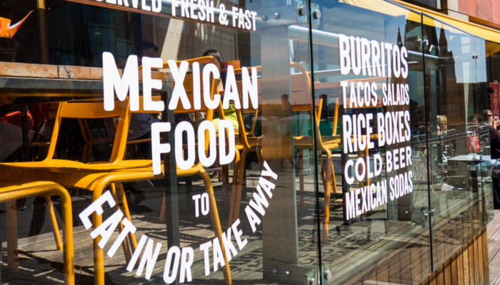 Restaurant window decal design by Root Studio
