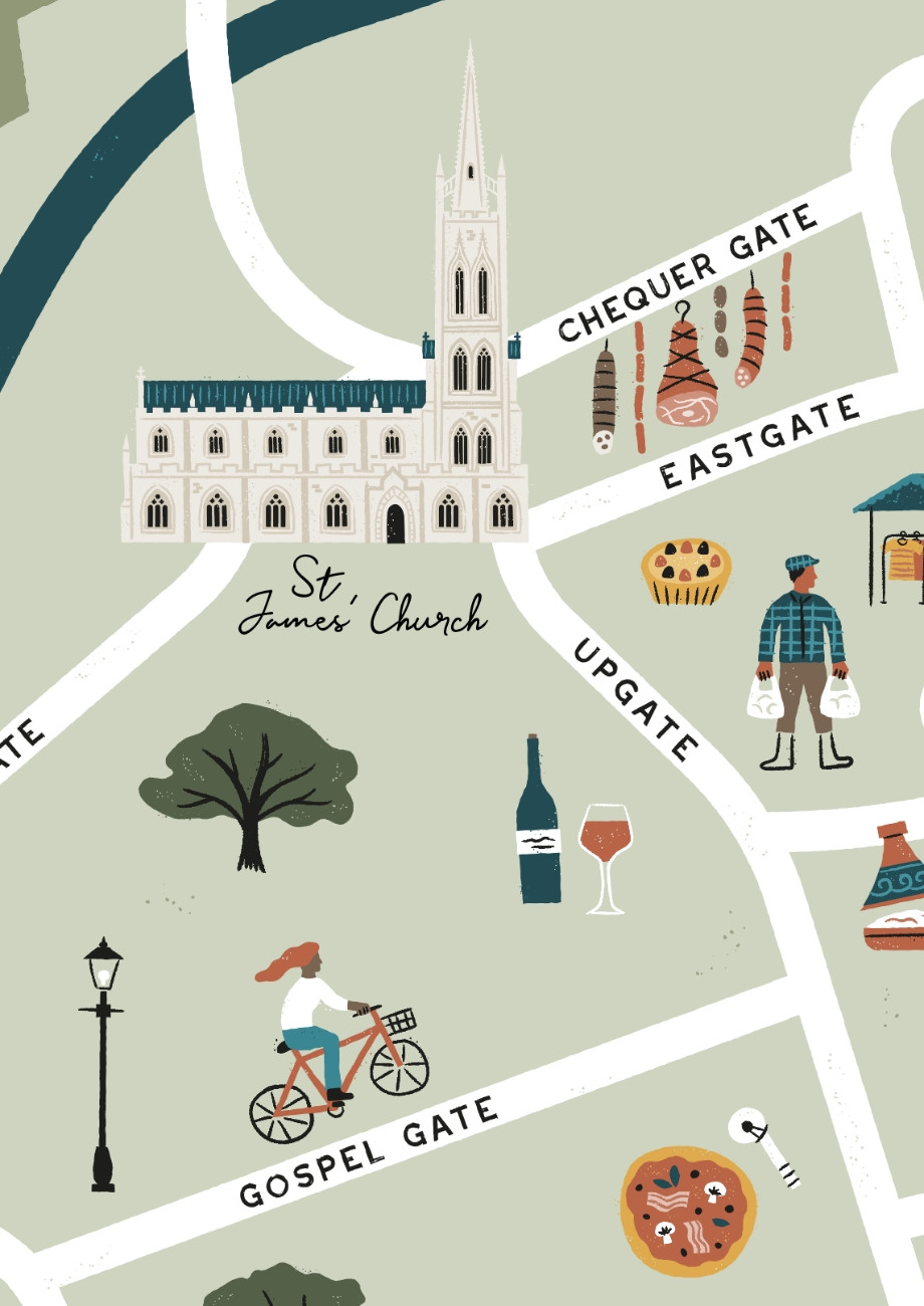 Illustated town map with food and drink trail by Root Studio Lincoln.jpg