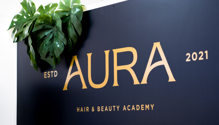 Aura hair salon signage design by root studio lincoln leicester 2