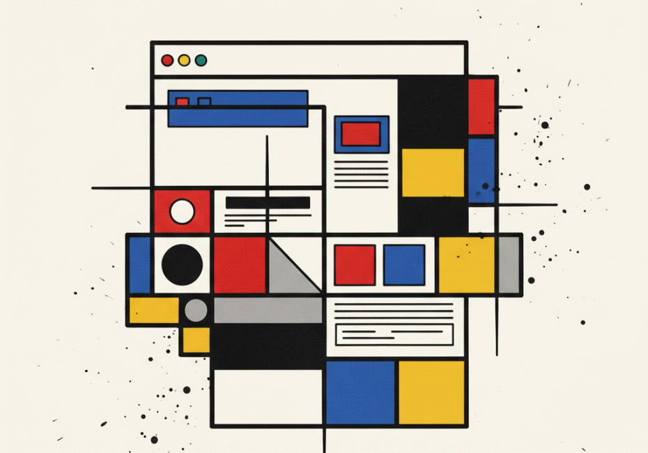 Bauhaus inspired website landing page illustration