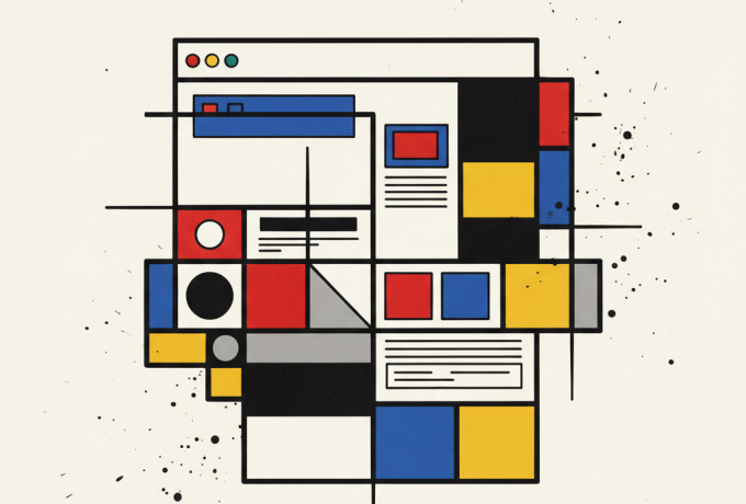 Bauhaus inspired website landing page illustration