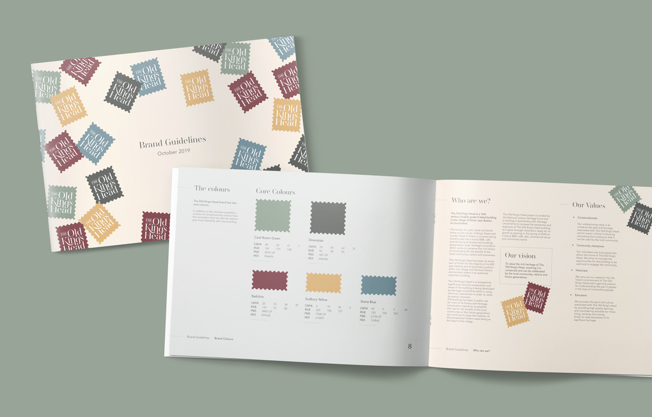 Cafe Restaurant B&B brand guidelines design by Root Studio Lincoln Leicester