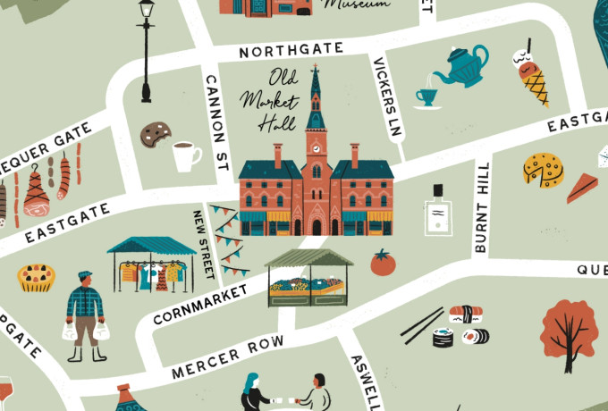 Food trail illustrated map by Root Studio