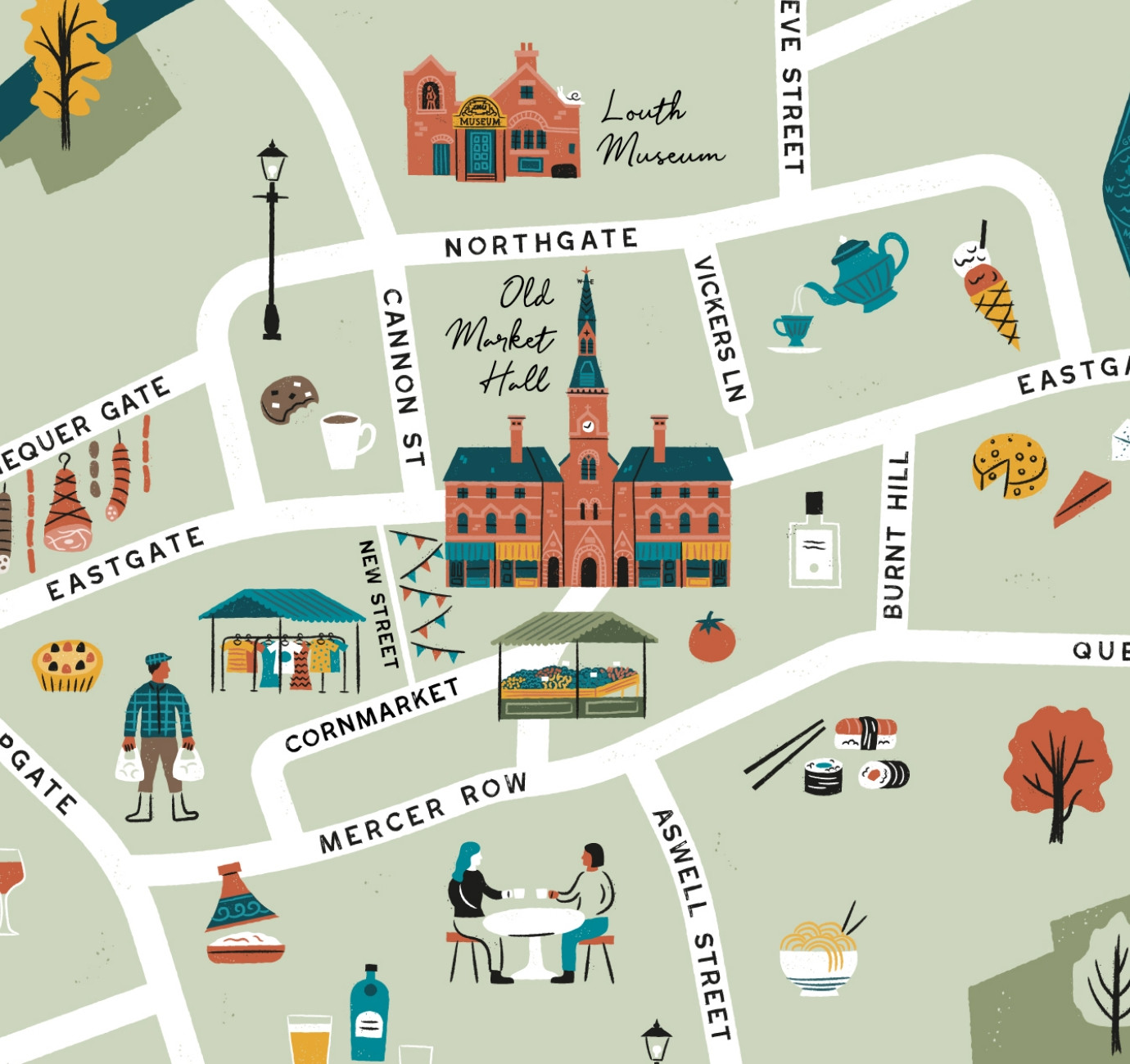 Food trail illustrated map by Root Studio