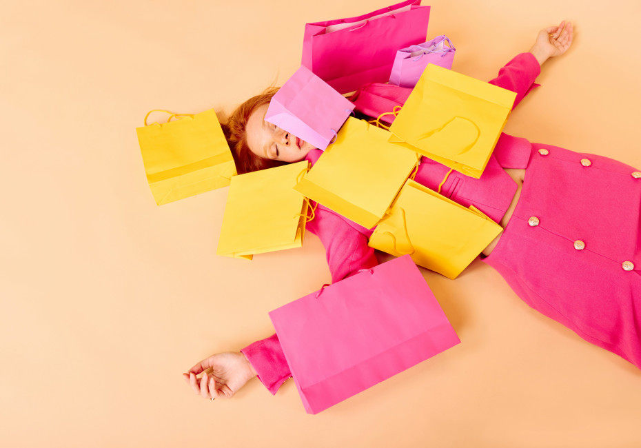 Woman exhausted from the hard sell