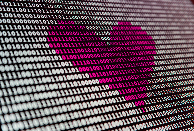 Heart shape made from code