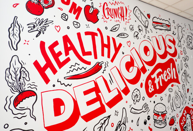 Cafe wall mural design at Lincoln College