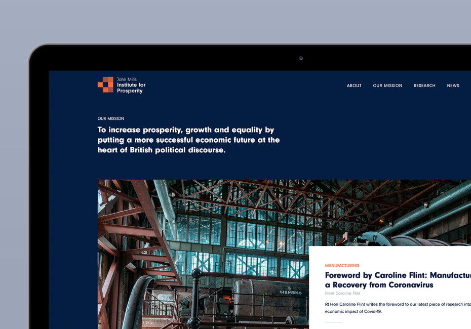 John Mills Institute for Prosperity website design by Root Studio