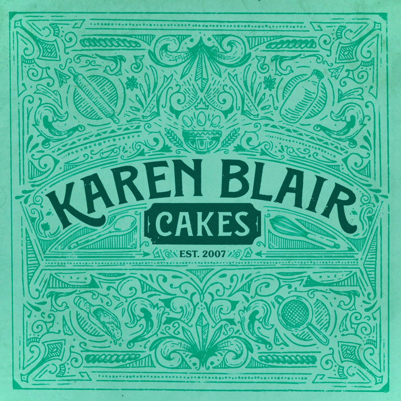 Karen Blair Cakes bakery logo design by Root Studio
