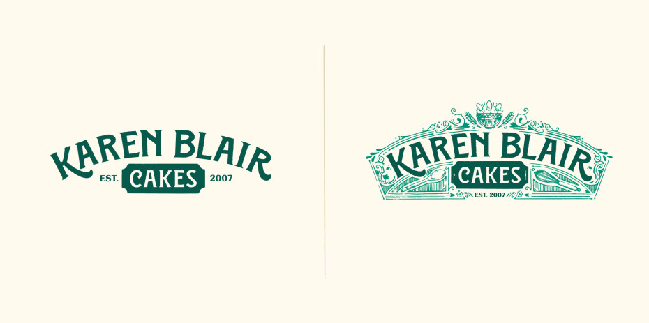 Karen Blair cakes bakery heritage logo design by Root Studio Lincoln Leicester