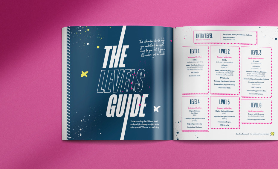 Lincoln College course guide prospectus design by root studio