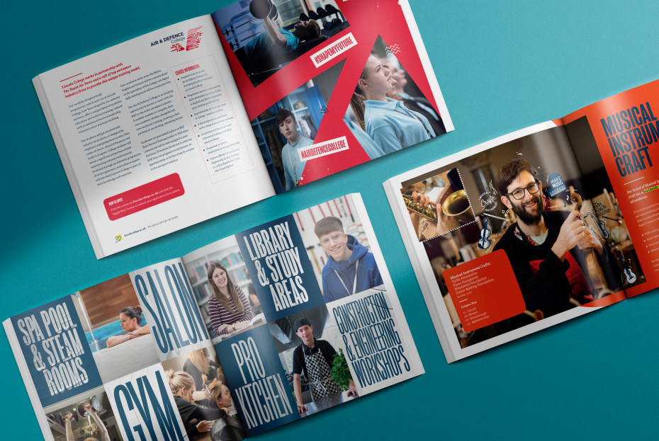 Lincoln College course guide prospectus design by root studio2