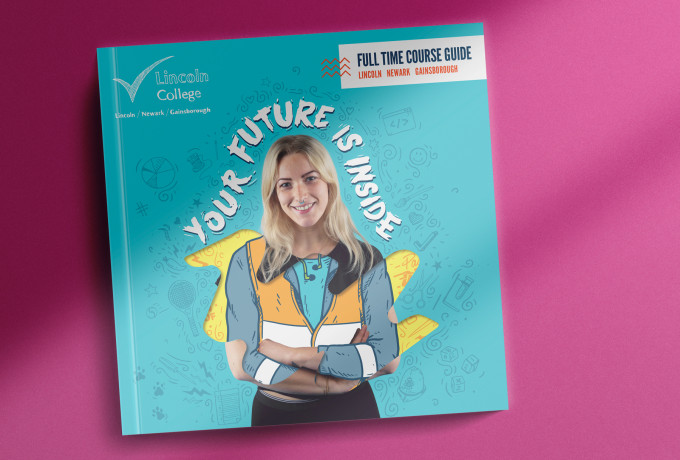 Lincoln College creative prospectus design die cut cover by root studio