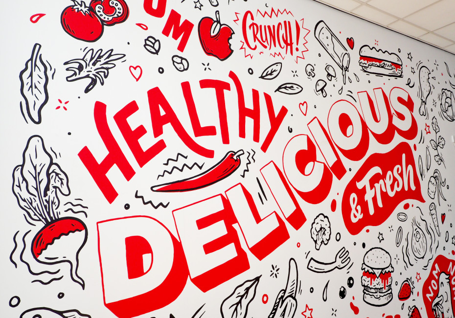 Wall mural design by root studio hand drawn