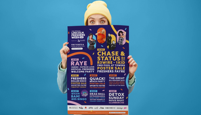Lincoln university freshers week poster design by root studio lincoln leicester