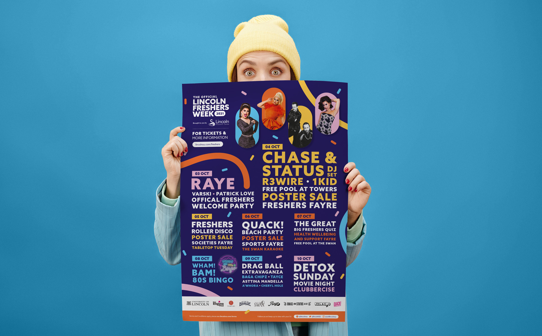 Lincoln university freshers week poster design by root studio lincoln leicester