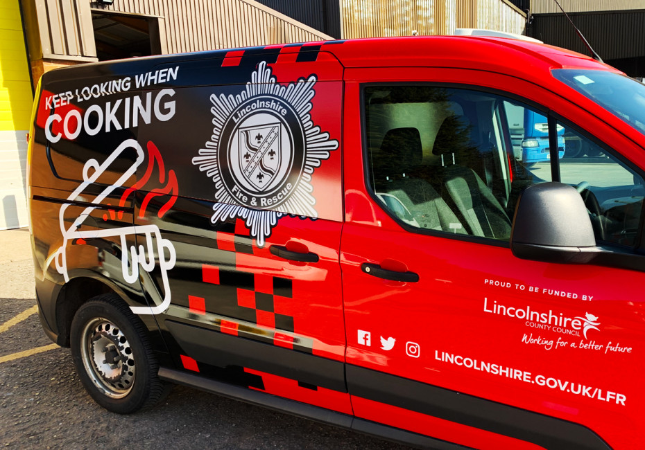 Lincolnshire fire and rescue van graphic wraps by Root Studio