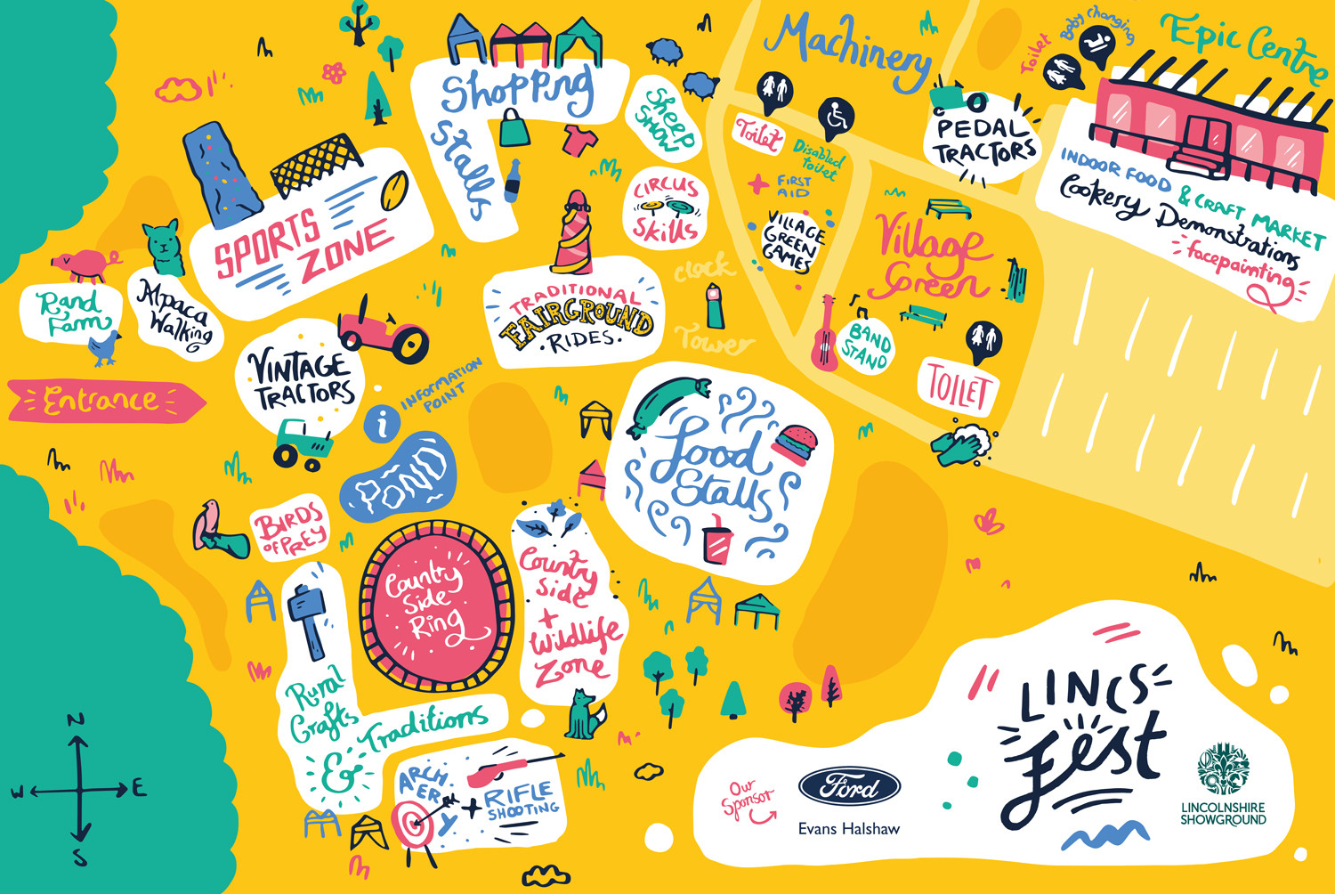 Lincs Fest illustrated map design by root studio lincoln