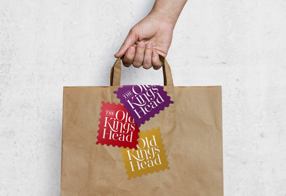 Old Kings Head brown paper bag stamp stickers by Root Studio Lincoln