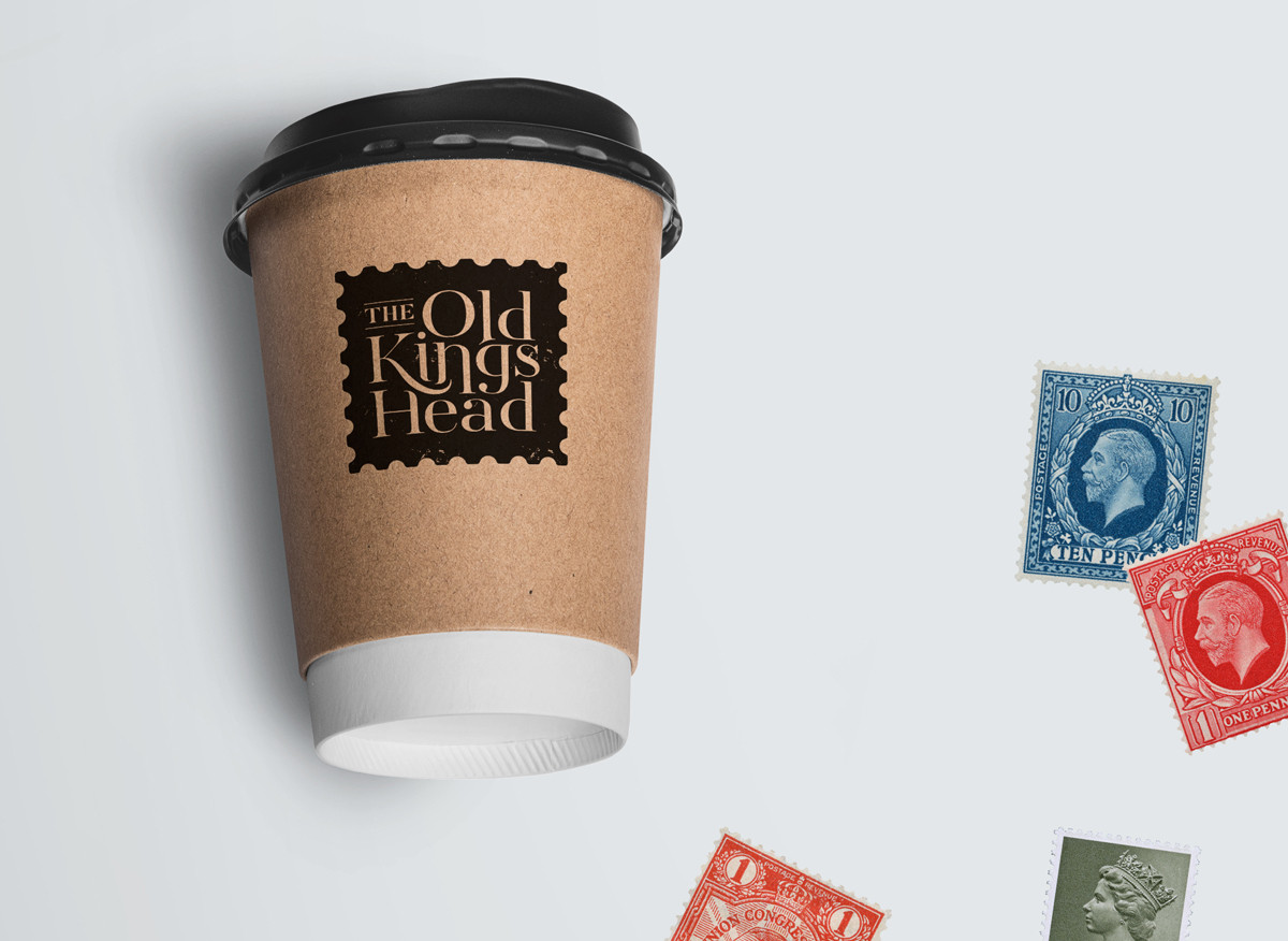 Old Kings Head Kirton takeaway coffee cup stamp by Root Studio Lincoln
