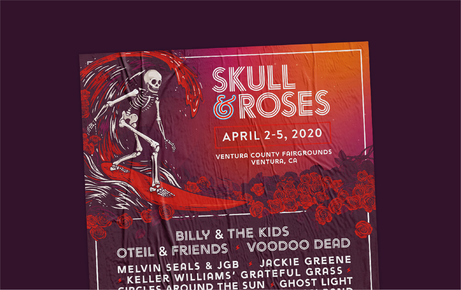 Skull and Roses festival poster design by Root Studio