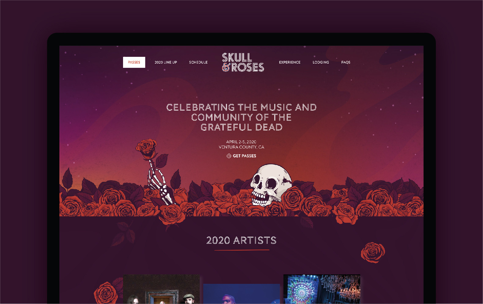 Skull and Roses festival website design by Root Studio