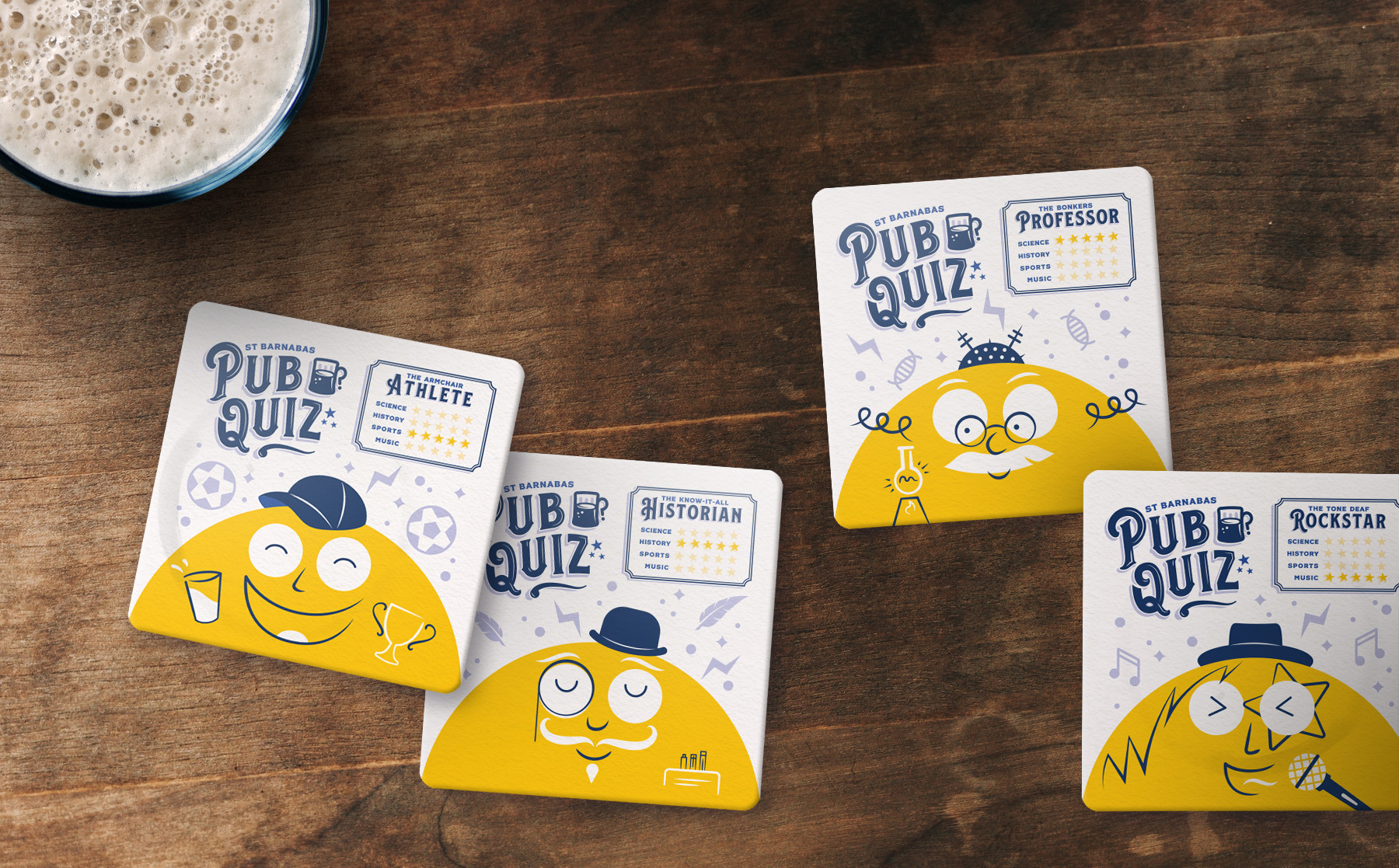 StBarnabas Hospice Pub Quiz Illustrated Beer Mat Design by Root Studio 2