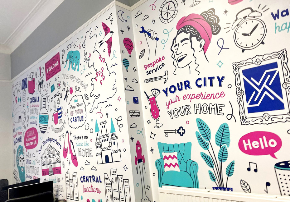 Xenia Wall Mural Illustrations by Root Studio