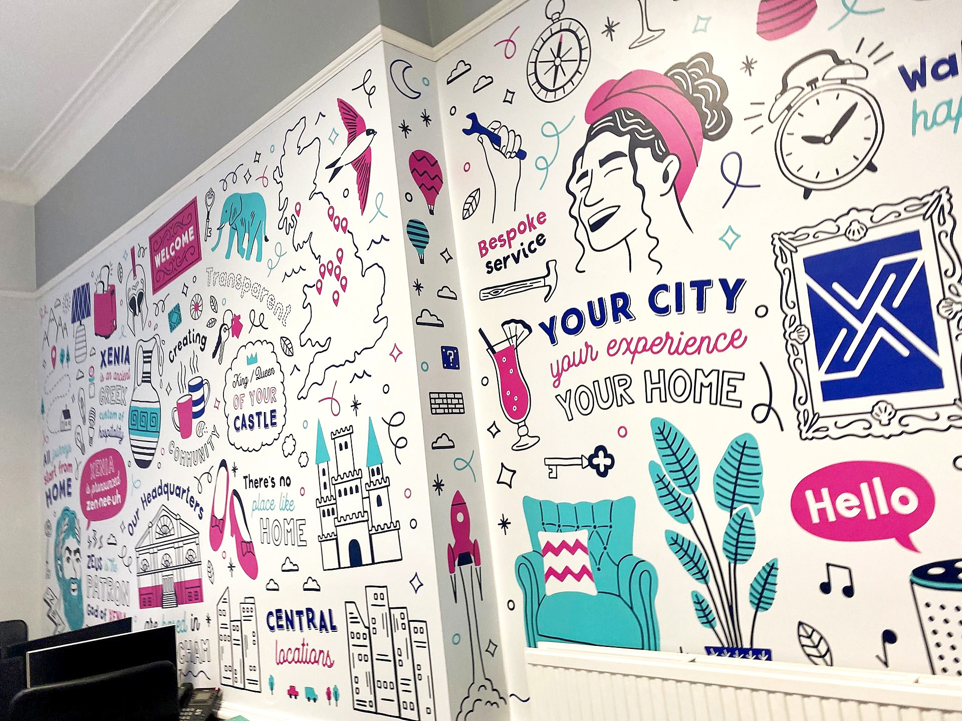 Xenia Wall Mural Illustrations by Root Studio