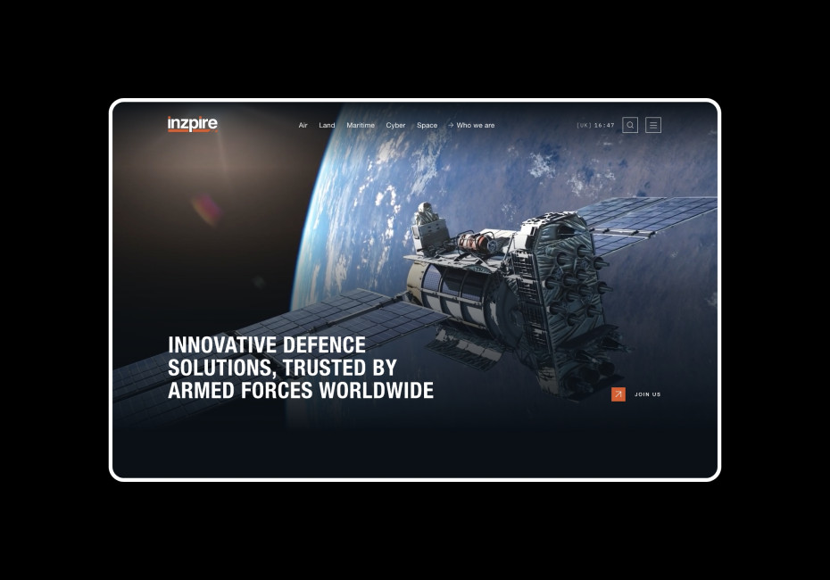 Inzpire defence solutions website design by Root Studio