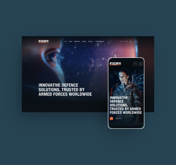 Inzpire defence solutions website design by Root Studio