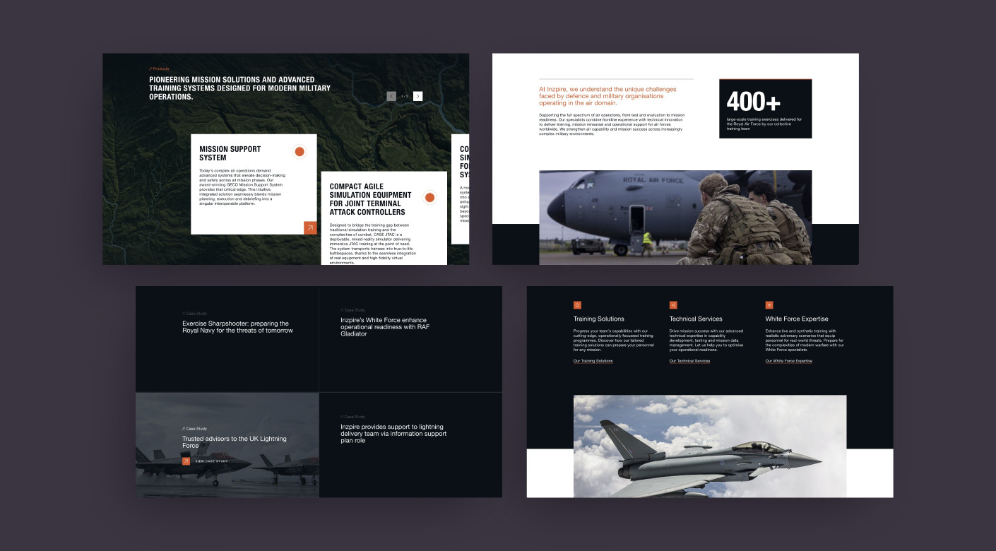 Inzpire defence services website design by Root Studio