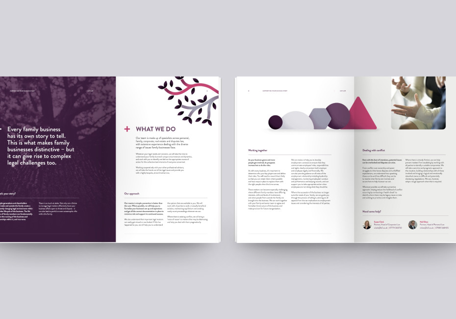 LCF Law brochure design by Root Studio