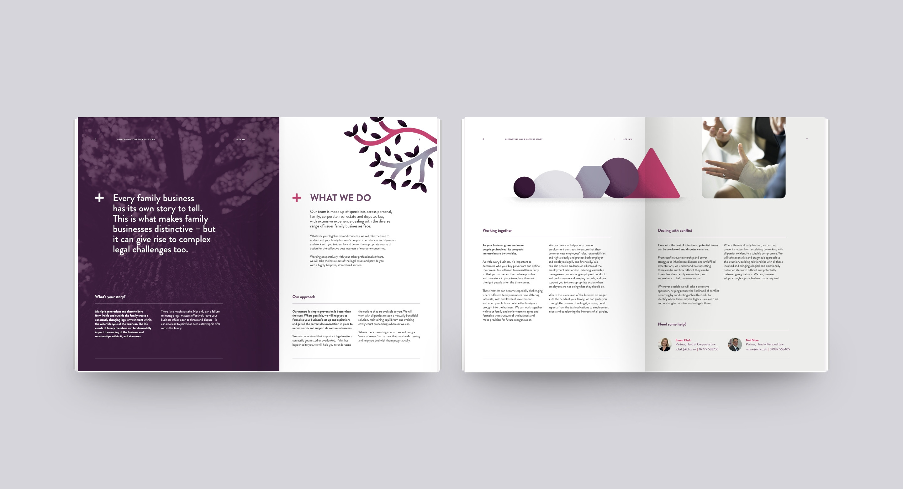 LCF Law brochure design by Root Studio