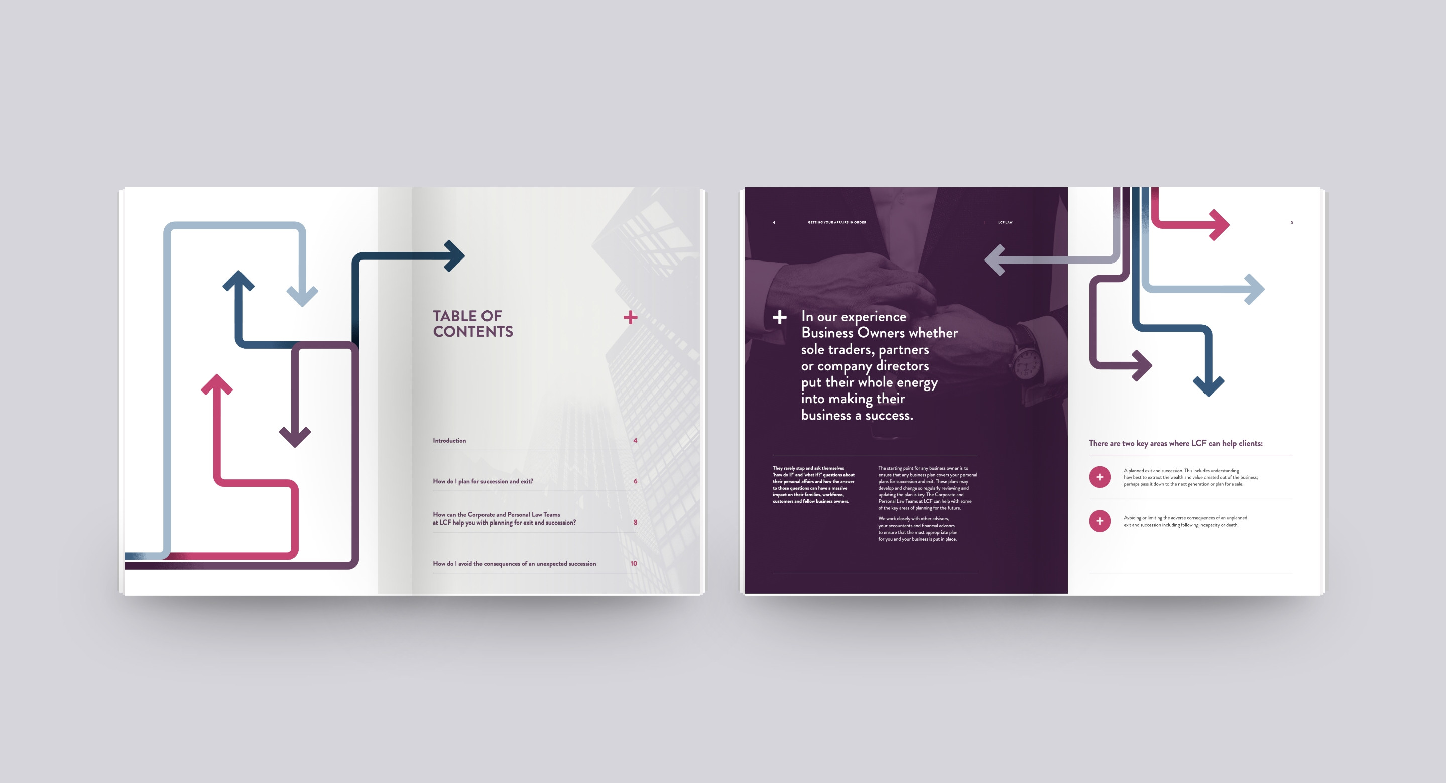 LCF Law brochure design by Root Studio