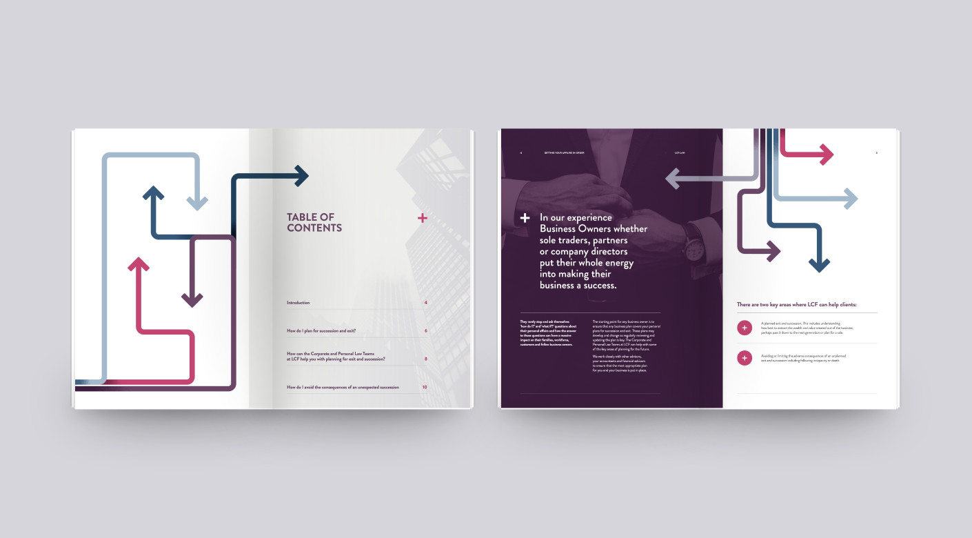 LCF Law brochure design by Root Studio