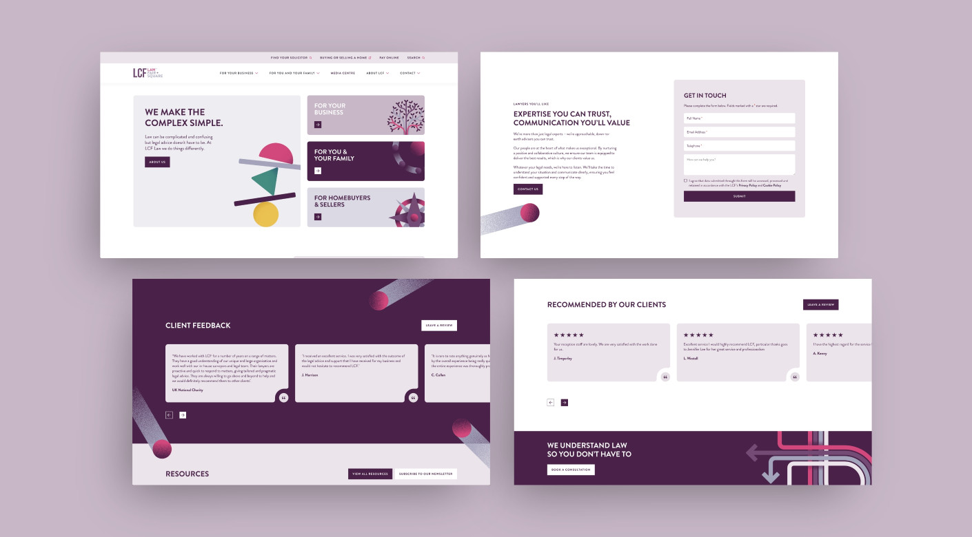 LCF Law solicitors website design by Root Studio