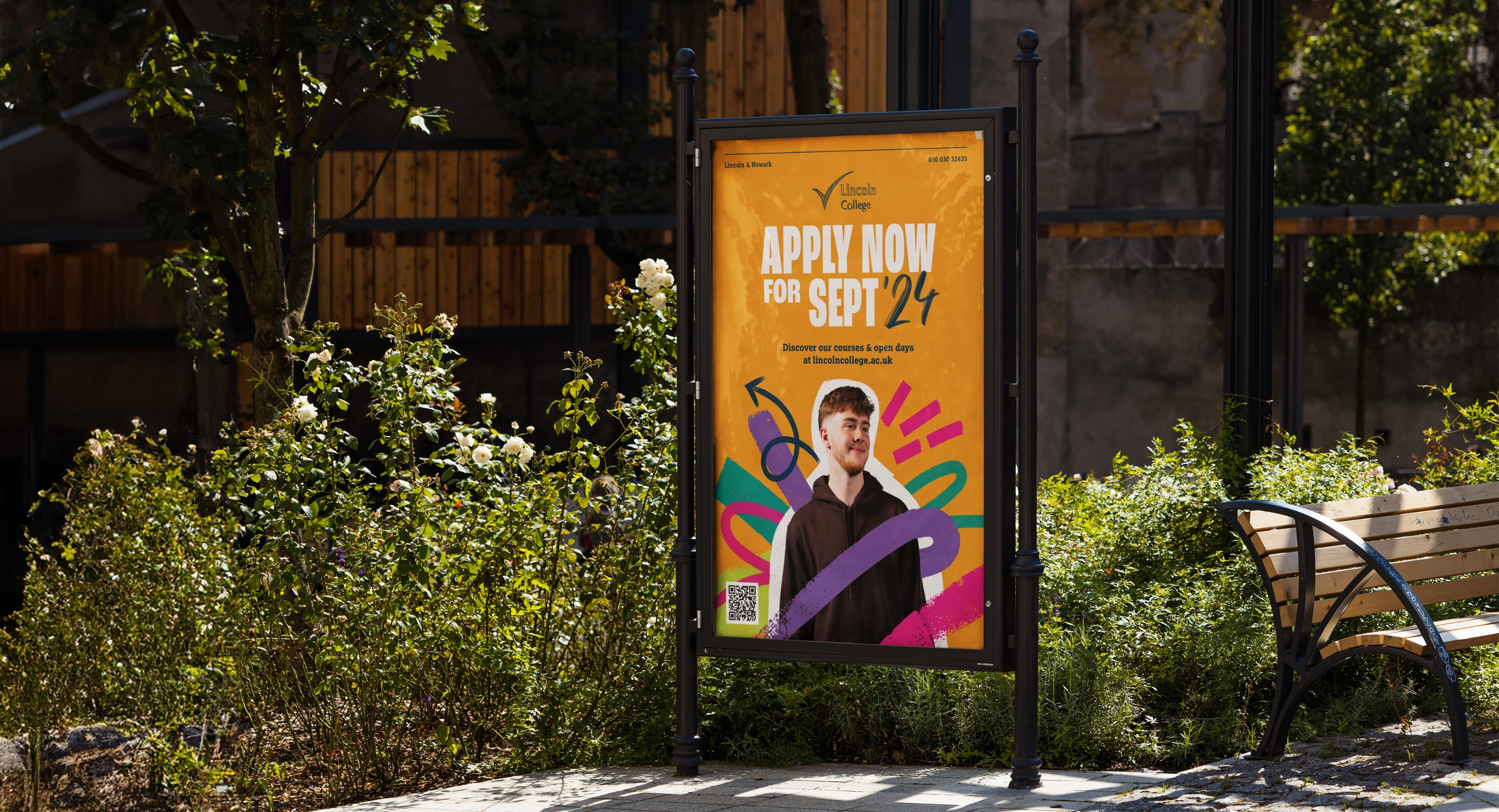 Lincoln College bus stop marketing poster billboard design by Root Studio