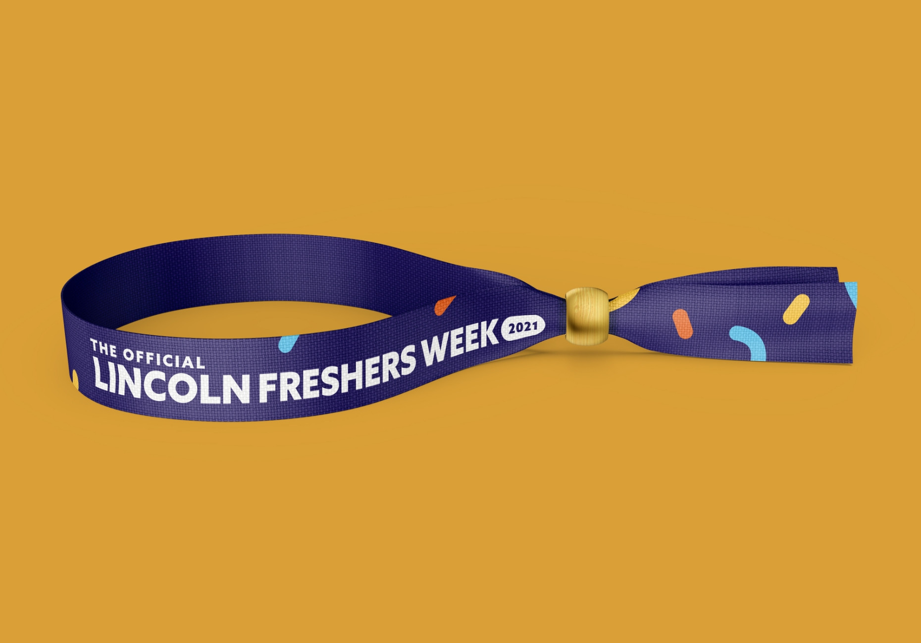Lincoln Student Union Freshers Week wristband design by Root Studio