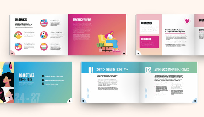 Rape Crisis charity brochure design by Root Studio