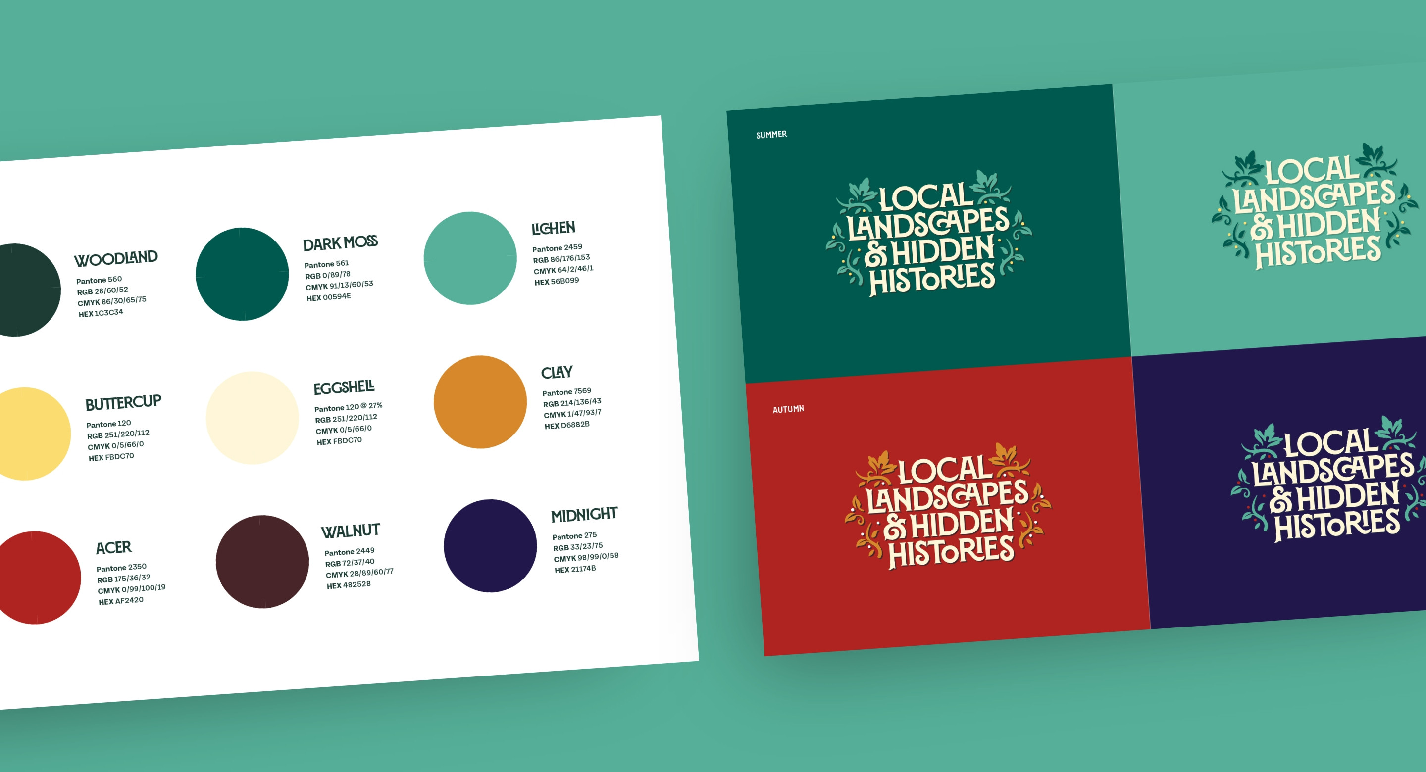 Local Landscapes Hidden Histories branding for community heritage project by Root Studio