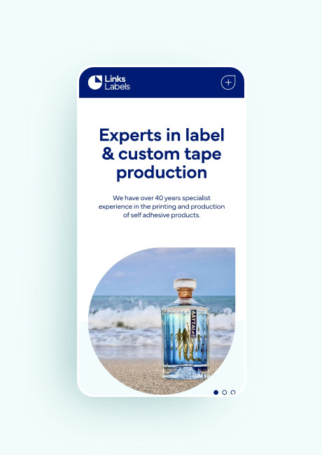 Mobile-optimised webpage design for a label production company