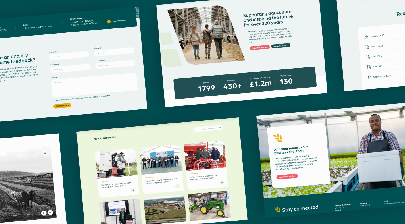 Newark & Notts Agricultural Society website design by Root Studio