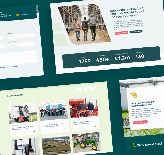 Newark & Notts Agricultural Society website design by Root Studio