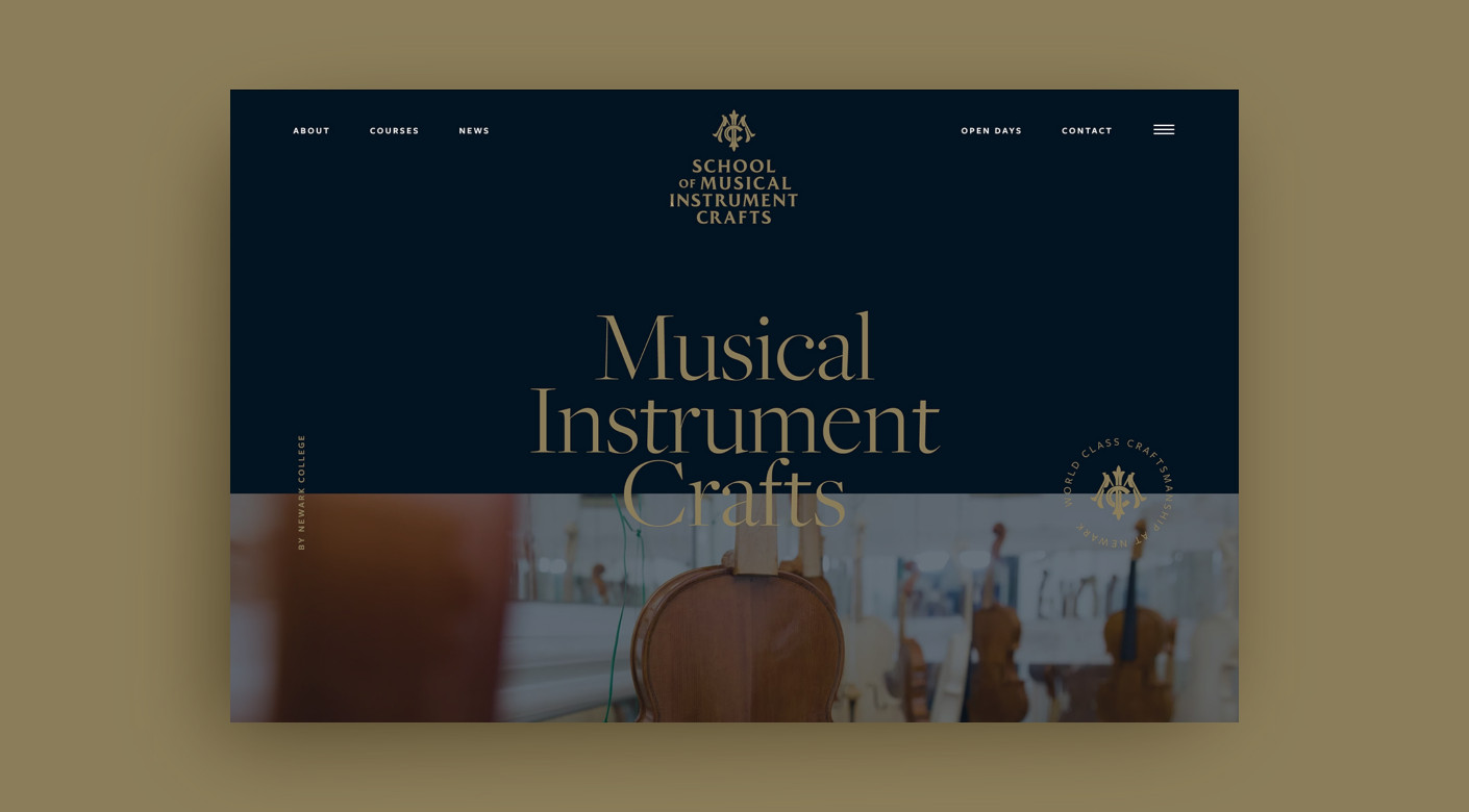 School of Musical Instrument Crafts logo and website design