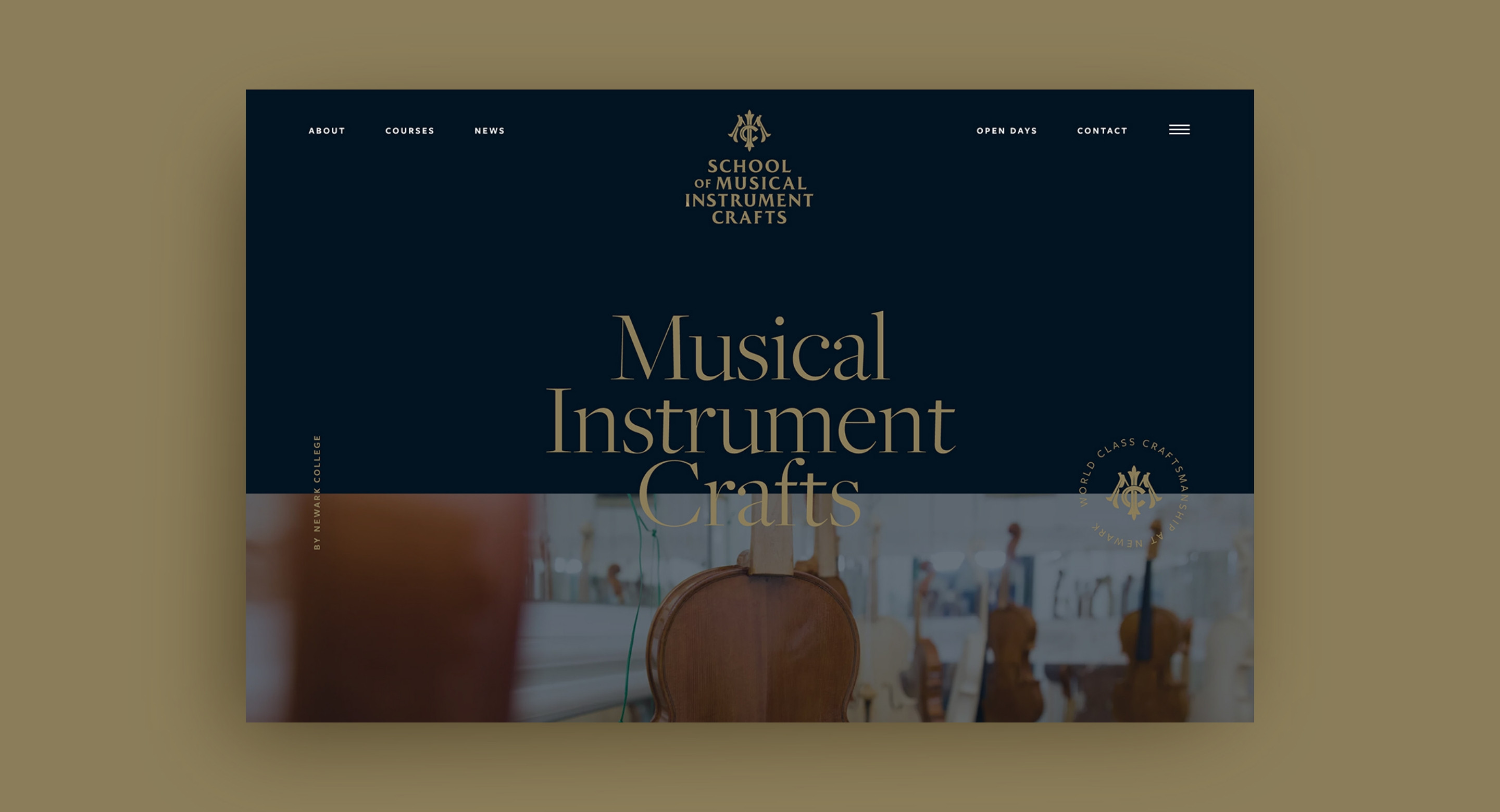School of Musical Instrument Crafts logo and website design