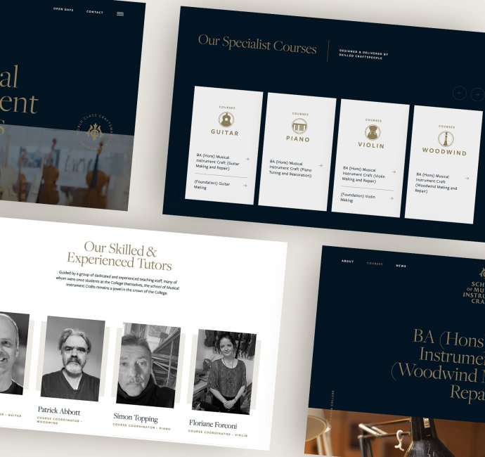Website design agency example - music school